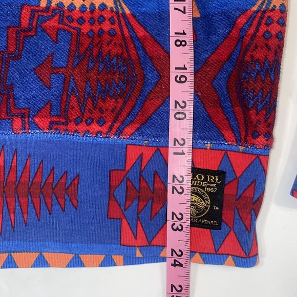 Ralph Lauren Polo Blue Red Aztec Shawl Sweater Snow Beach Stadium Size Medium - Picture 11 of 13